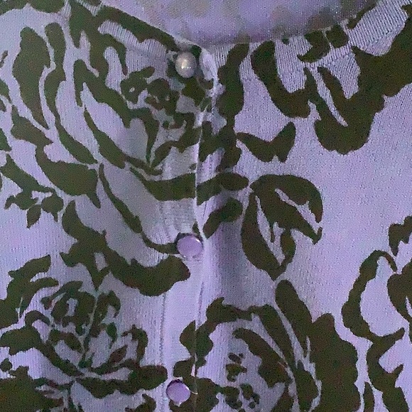 Cardigan by Croft & Barrow button down purple and black floral size medi… - Picture 5 of 6